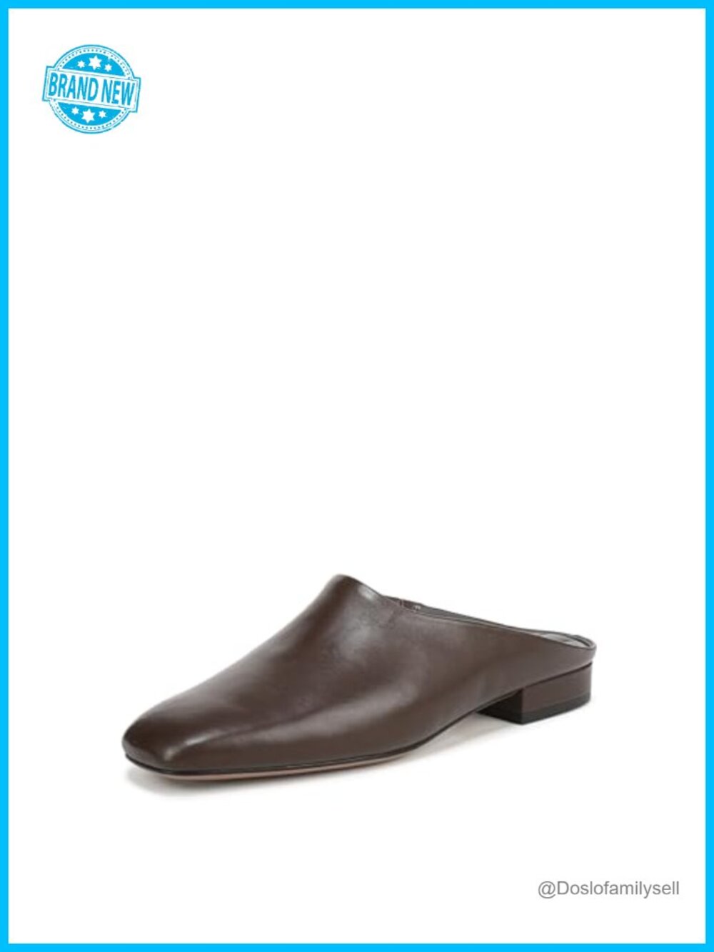 Leather Slip-On Mule with 0.75 Inch Heel Flat Round Toe Casual Walking Shoe